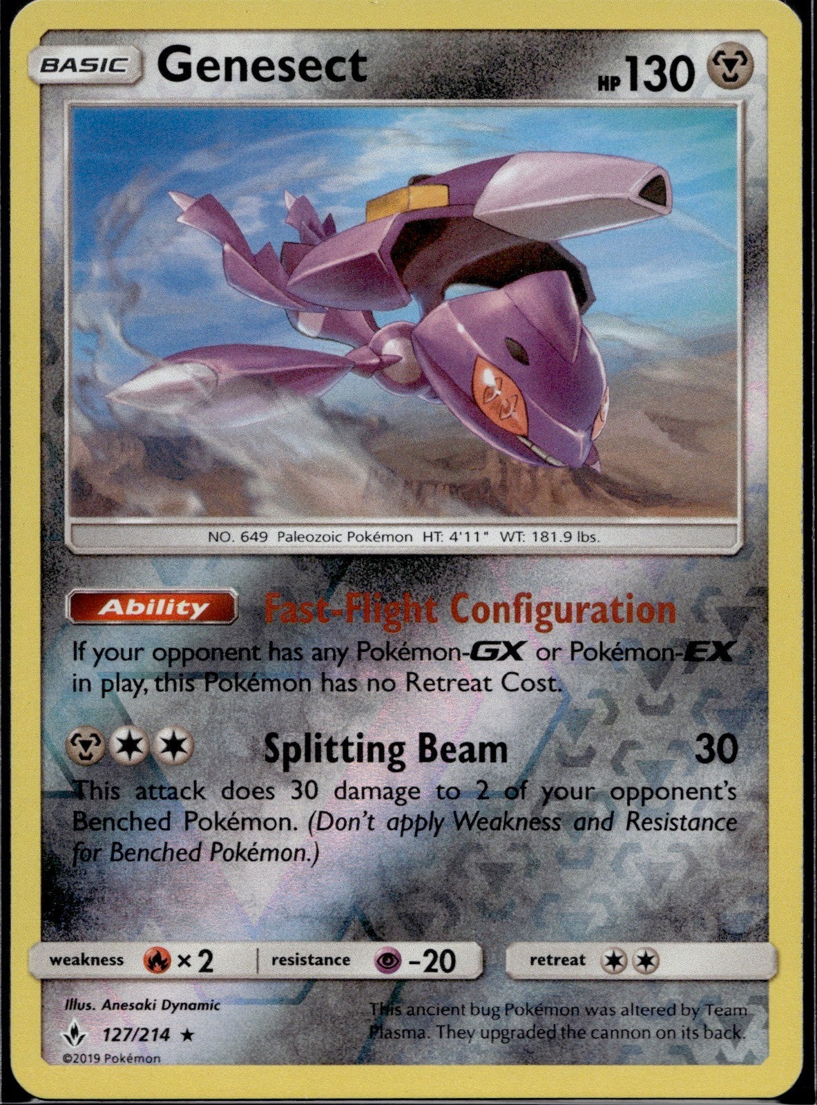 Genesect 127/214 UNB Unbroken Bonds Pokemon Reverse Holo Lightly Played