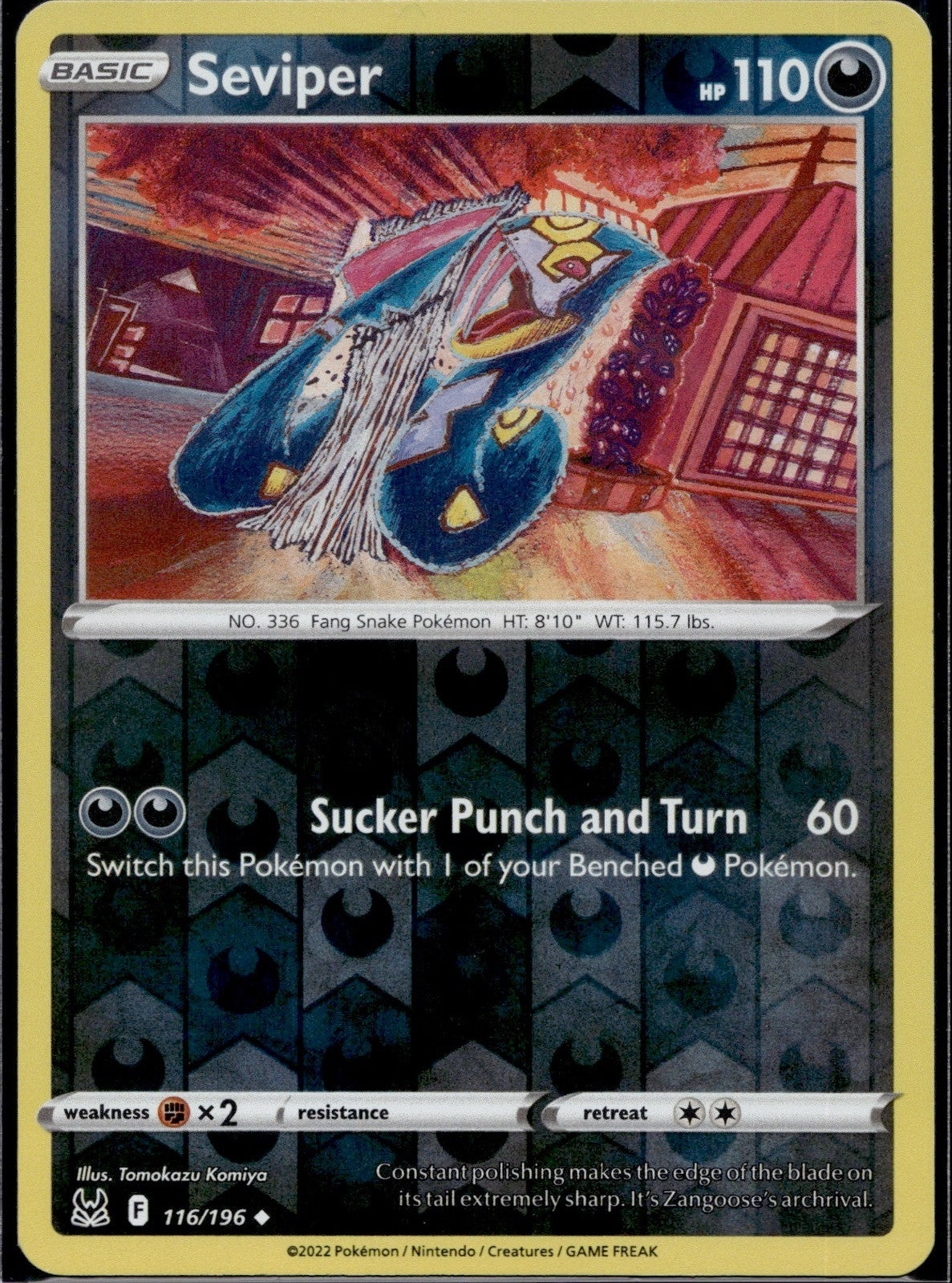 Seviper 116/196 LOR Lost Origin Pokemon Reverse Holo Lightly Played