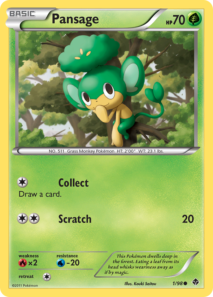 Pansage 1/98 EPO Emerging Powers Pokemon Lightly Played