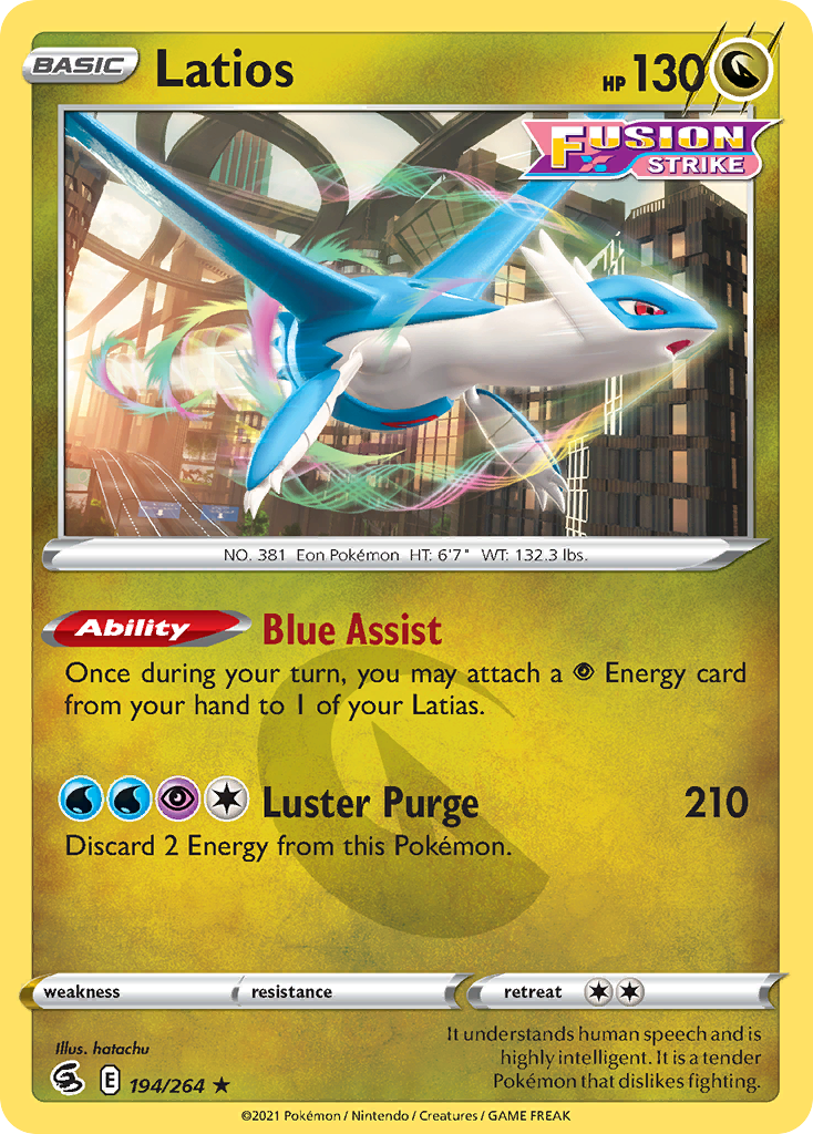 Latios 194/264 FST Fusion Strike Pokemon Reverse Holo Lightly Played