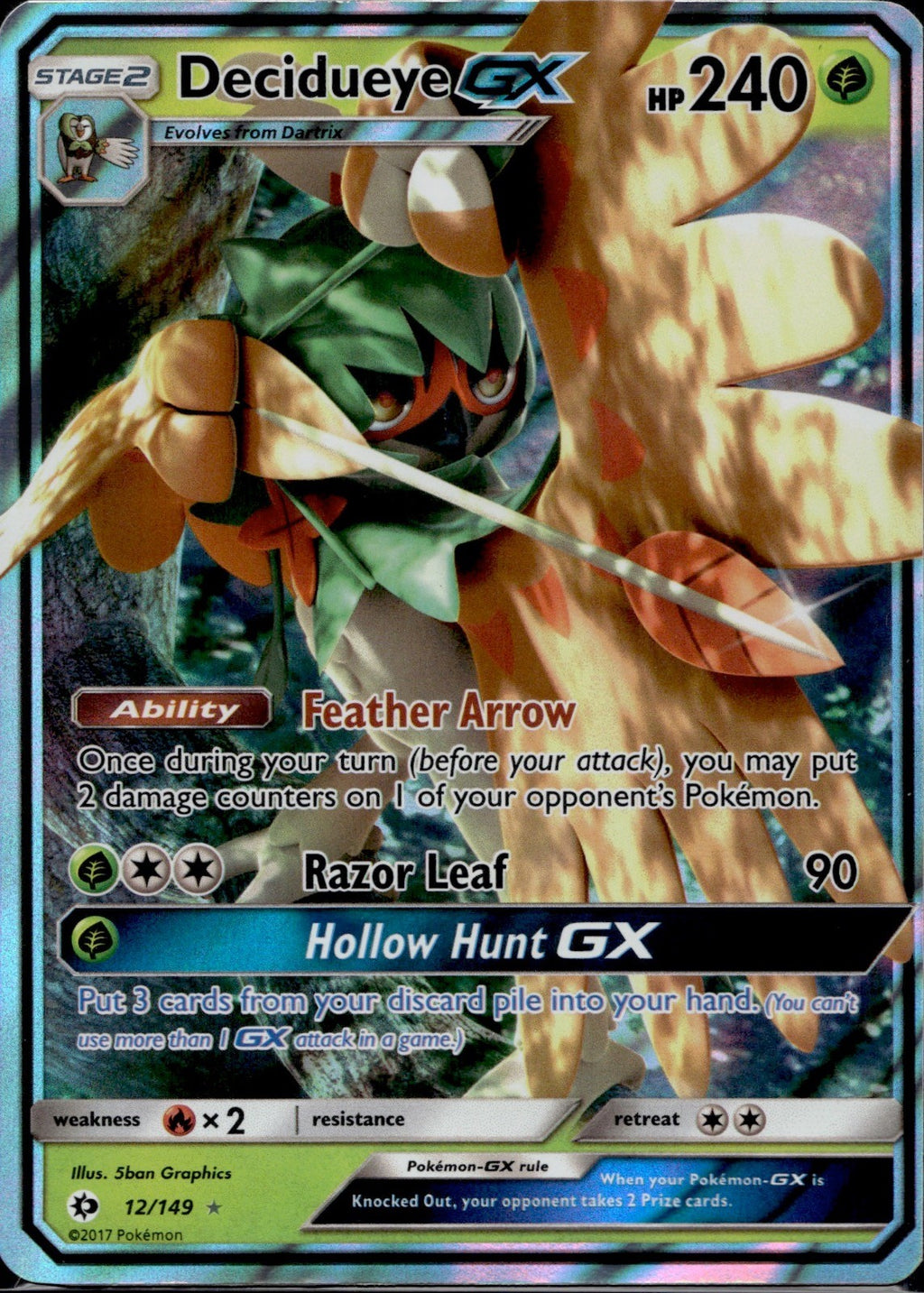 Decidueye GX 12/149 SM01 SM Base Set Pokemon Holo Near Mint