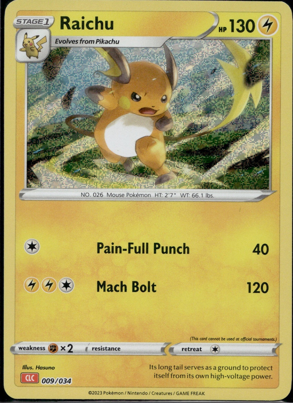 Raichu 009/034 CL Trading Card Game Classic Pokemon Holo Near Mint