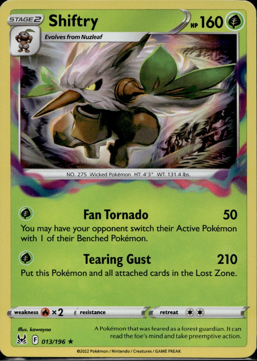 Shiftry 013/196 LOR Lost Origin Pokemon Holo Lightly Played