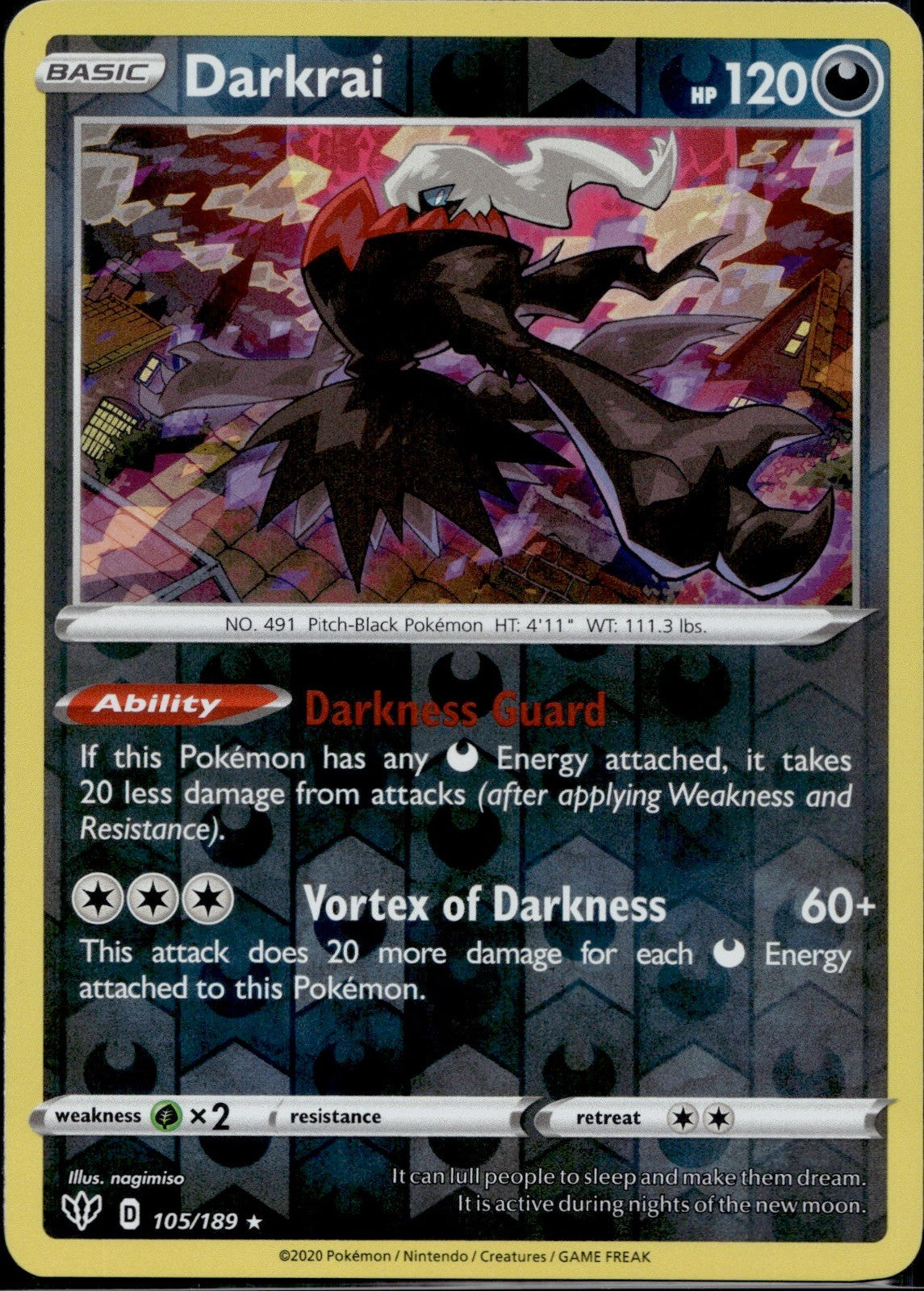 Darkrai 105/189 DAA Darkness Ablaze Pokemon Holo Near Mint