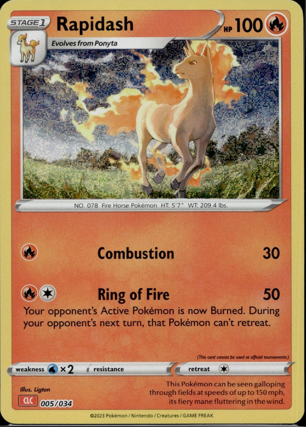 Rapidash 005/034 CL Trading Card Game Classic Pokemon Holo Near Mint