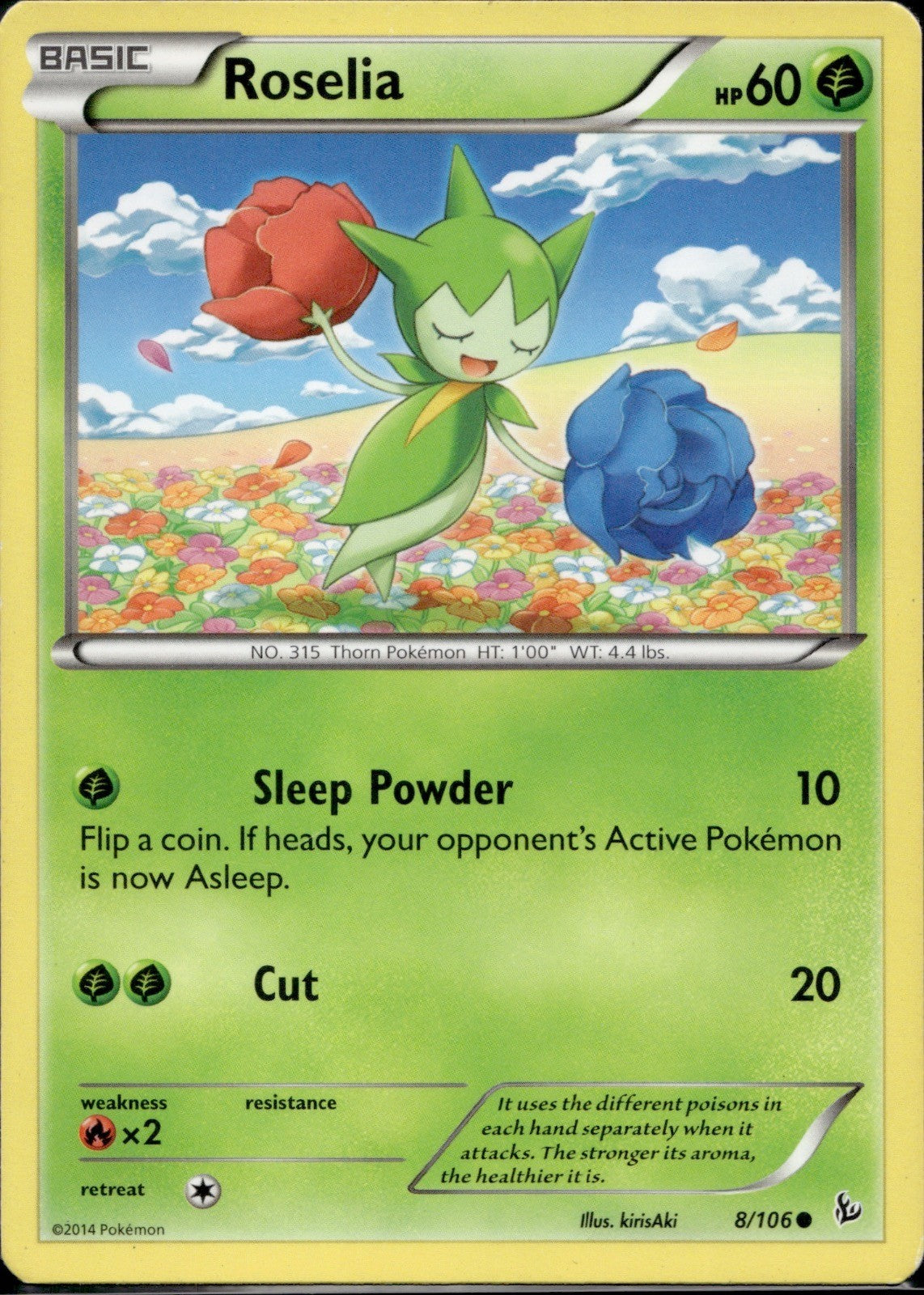 Roselia 8/106 FLF Flashfire Pokemon Lightly Played