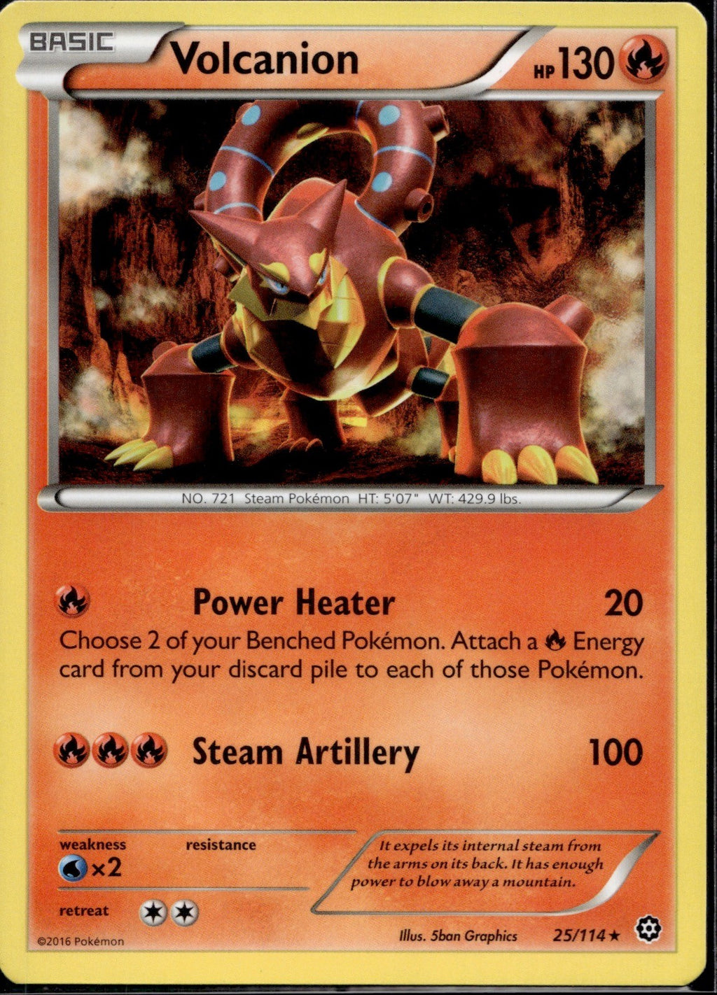 Volcanion 25/114 STS Steam Siege Pokemon Lightly Played