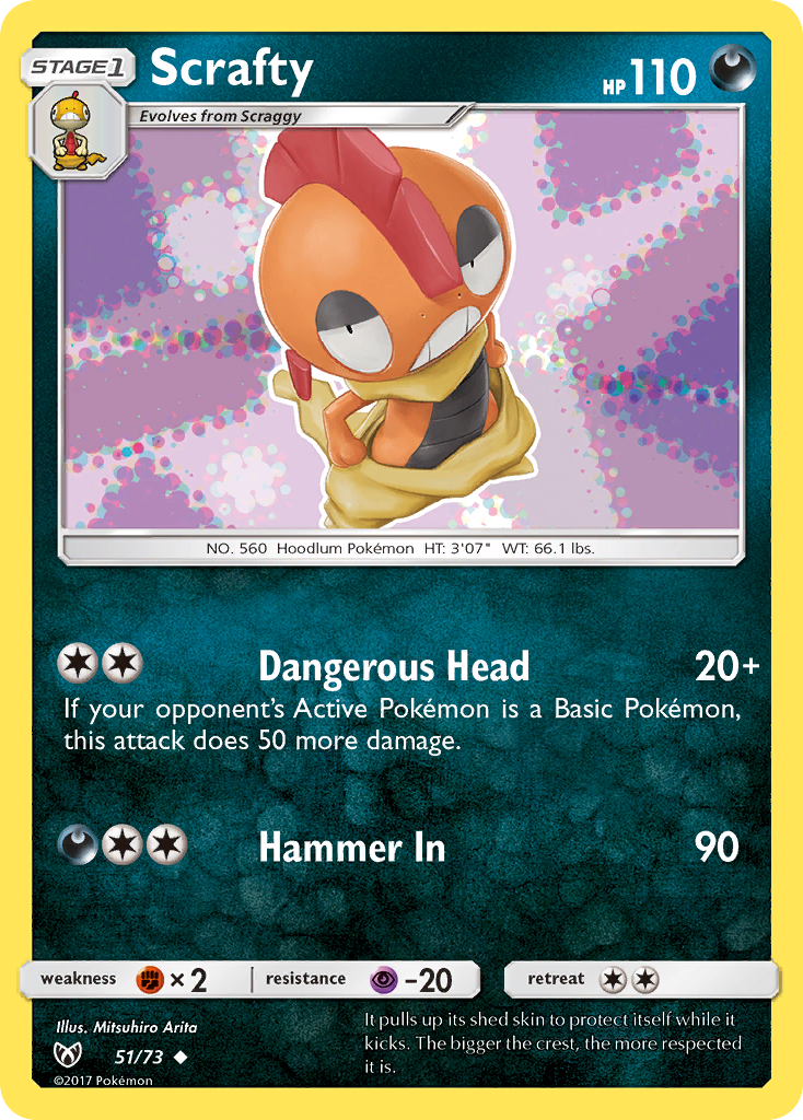 Scrafty 51/73 SLG Shining Legends Pokemon Lightly Played