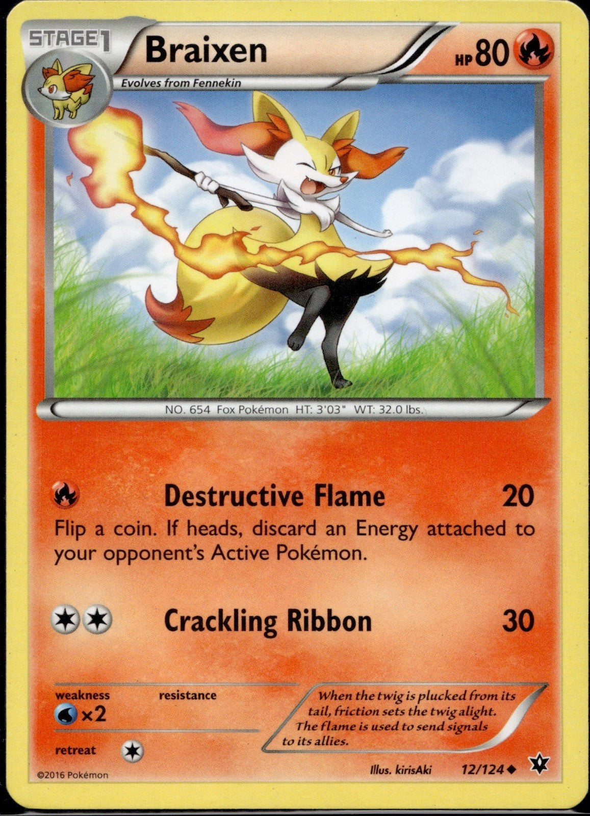 Braixen 12/124 FCO Fates Collide Pokemon Lightly Played