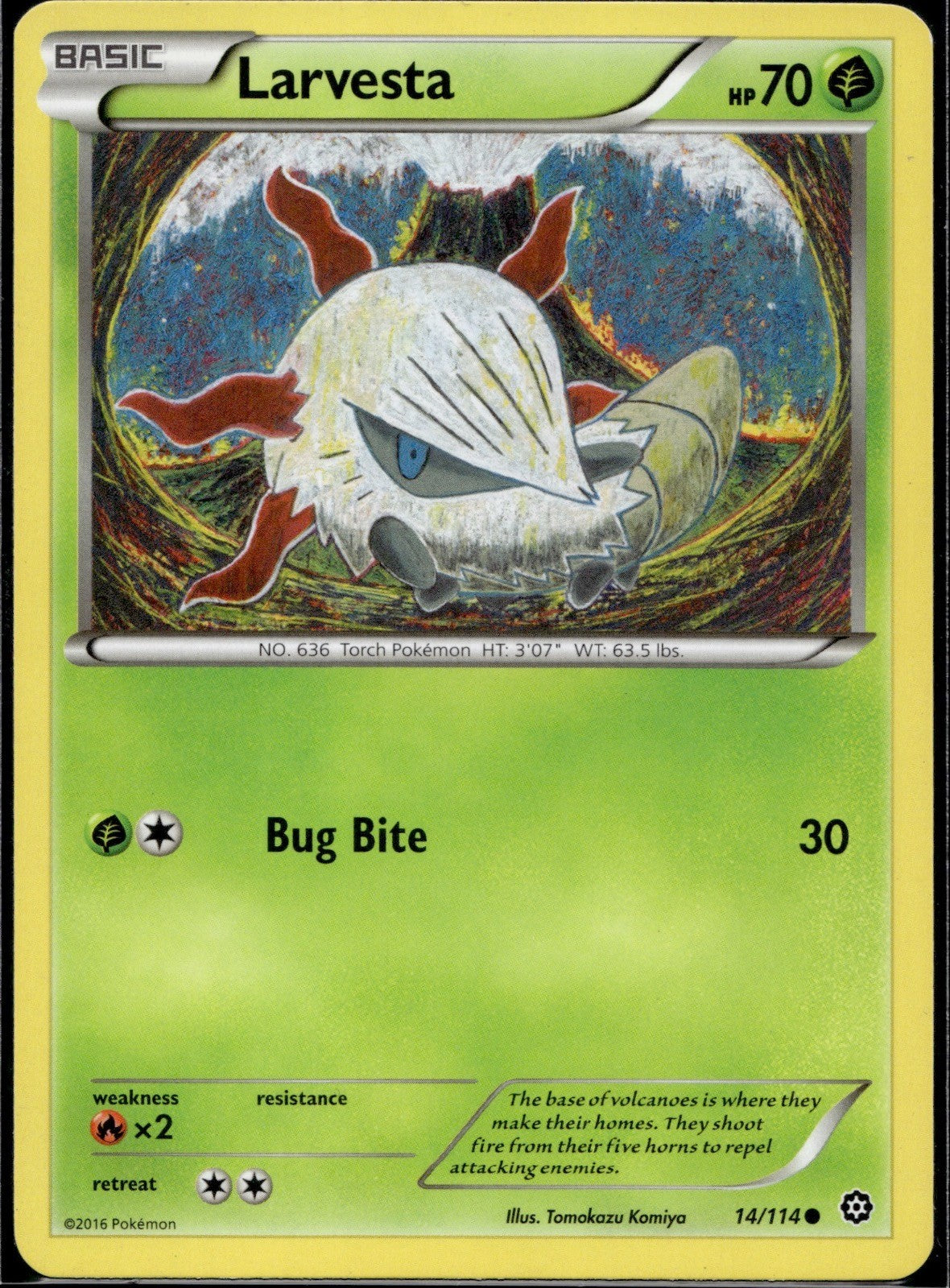 Larvesta 14/114 STS Steam Siege Pokemon Lightly Played