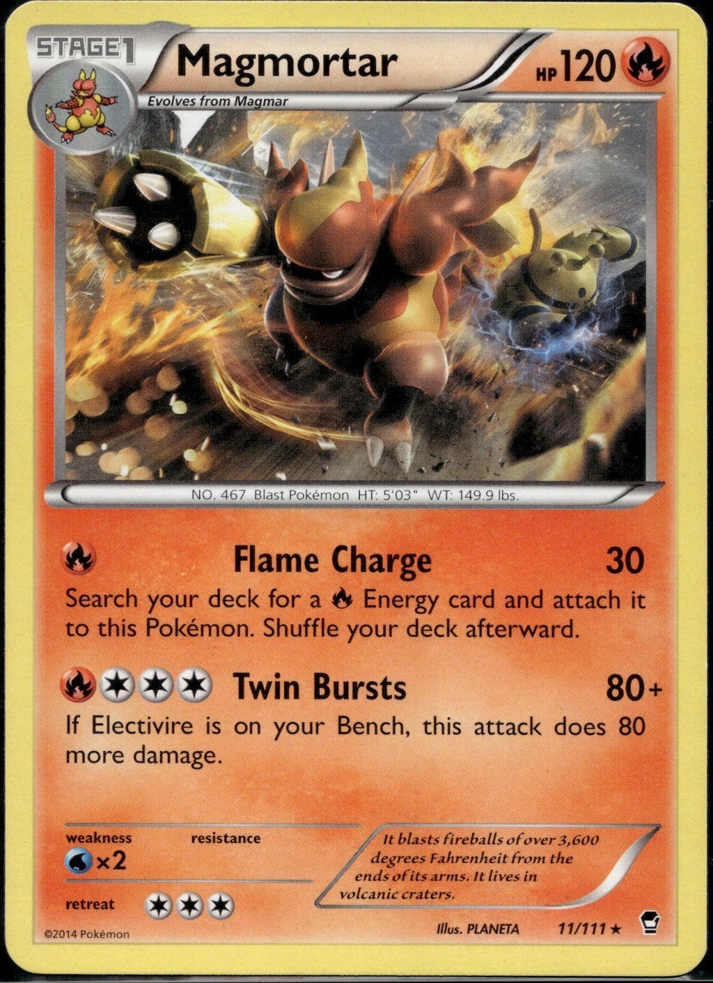 Magmortar 11/111 FFI Furious Fists Pokemon Lightly Played