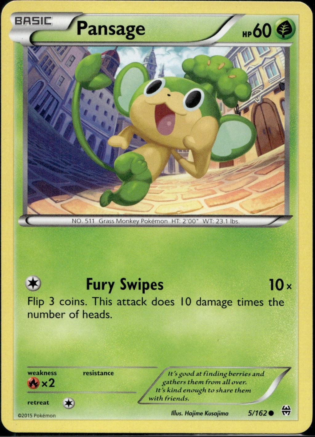 Pansage 5/162 BKT BREAKthrough Pokemon Lightly Played