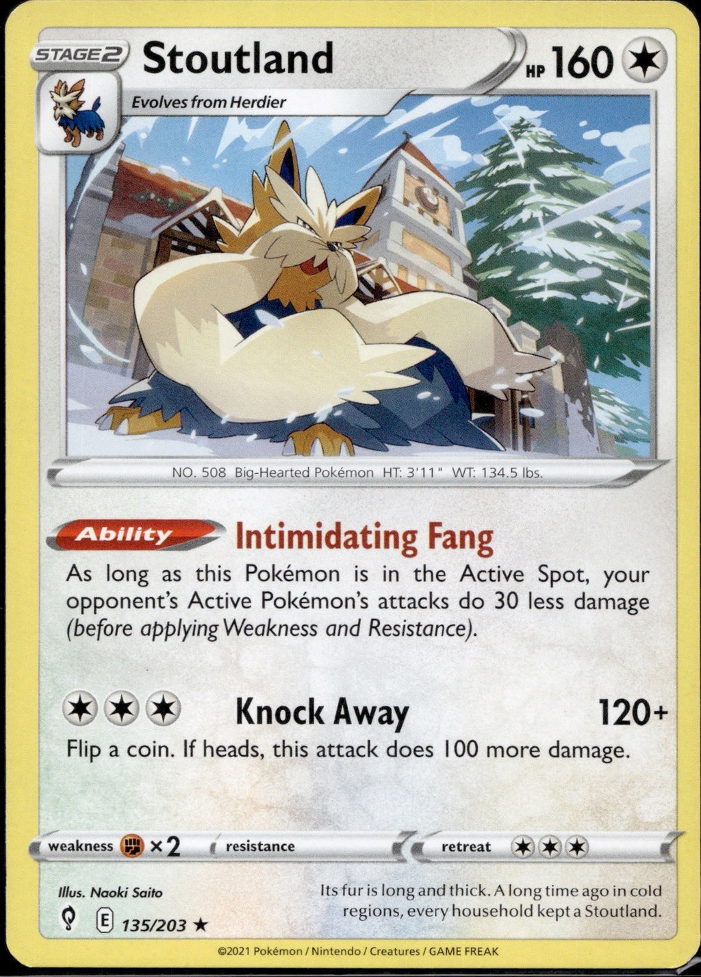 Stoutland 135/203 EVS Evolving Skies Pokemon Near Mint