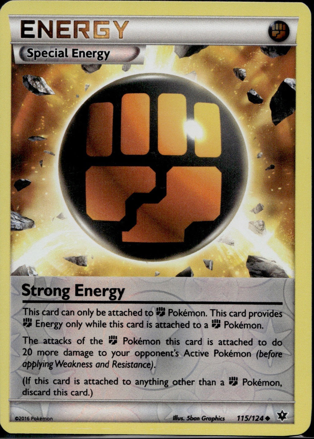 Strong Energy 115/124 FCO Fates Collide Pokemon Reverse Holo Lightly Played