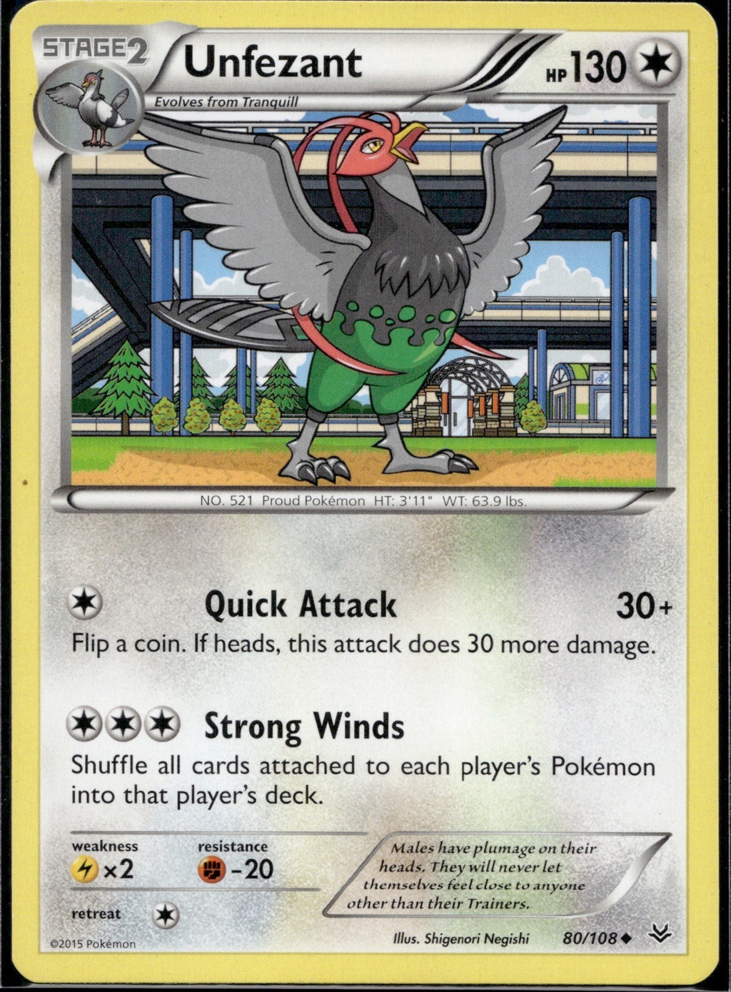 Unfezant 80/108 ROS Roaring Skies Pokemon Lightly Played