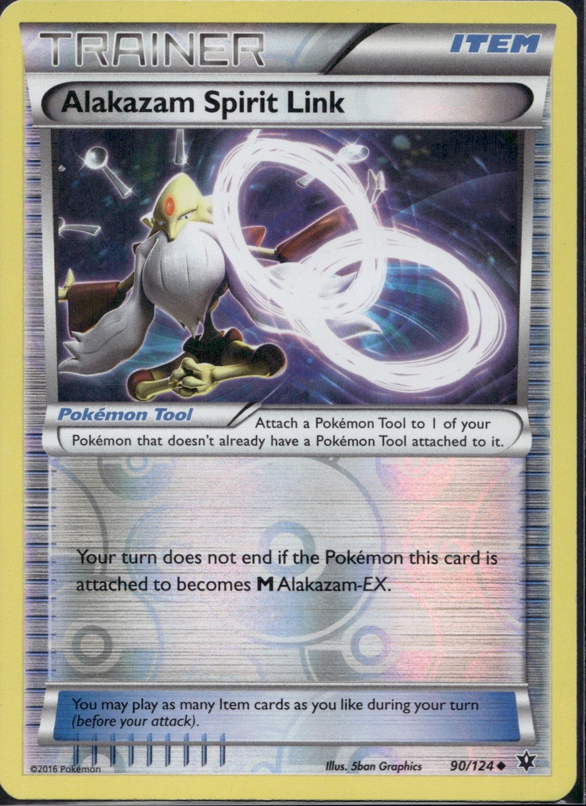 Alakazam Spirit Link 90/124 FCO Fates Collide Pokemon Reverse Holo LP