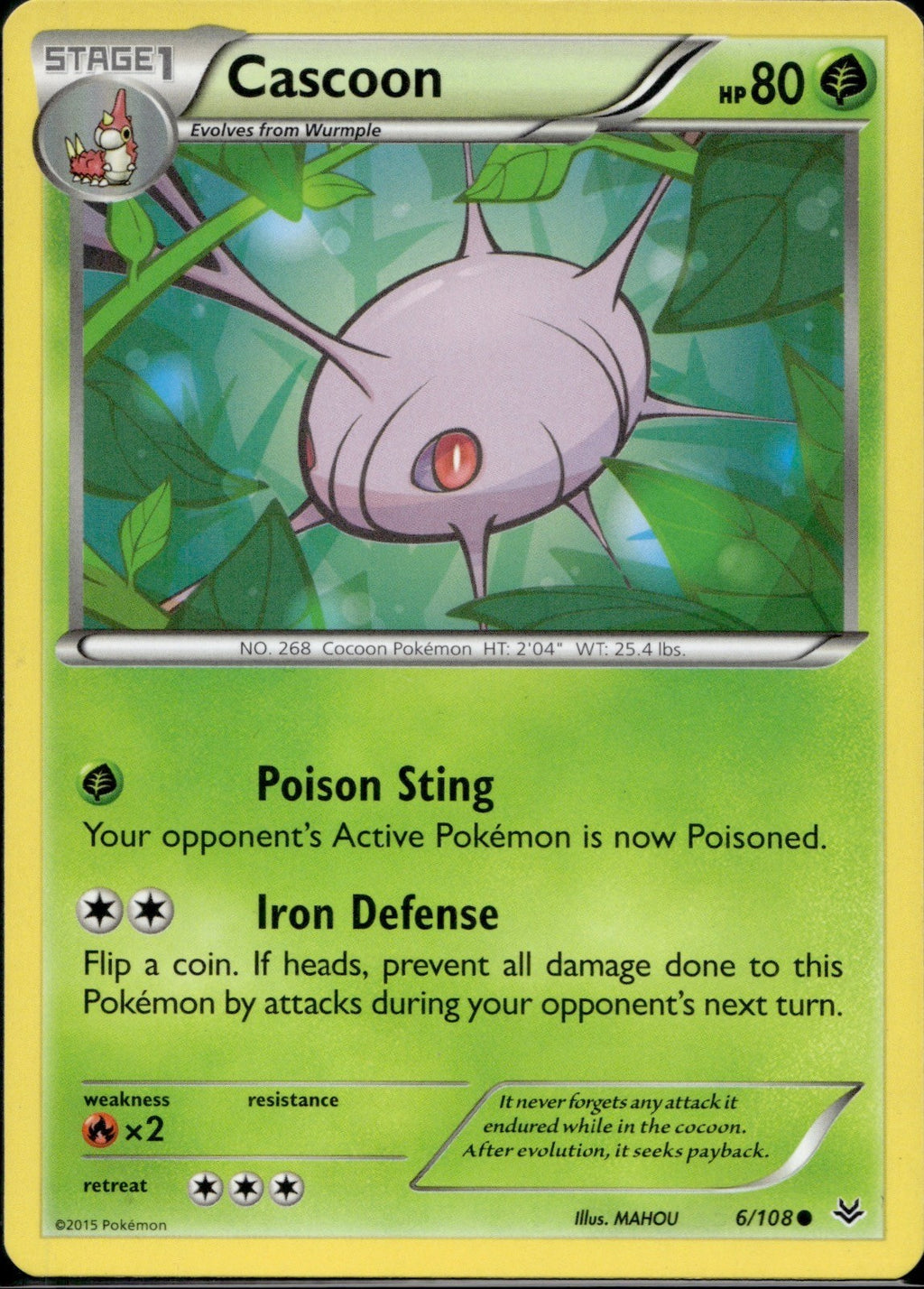 Cascoon 6/108 ROS Roaring Skies Pokemon Lightly Played