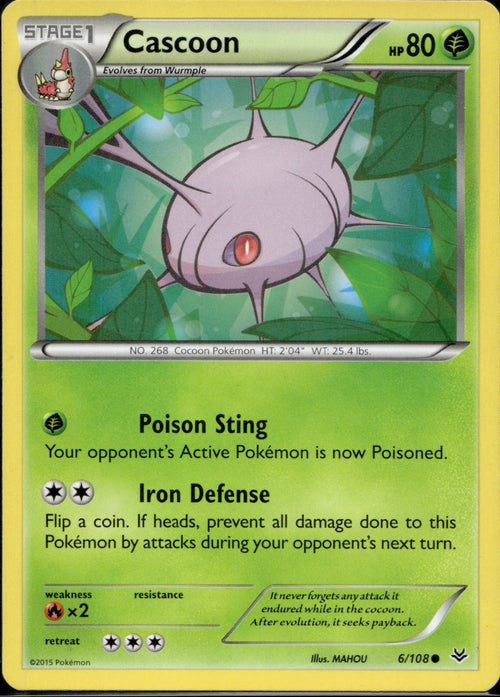 Cascoon 6/108 ROS Roaring Skies Pokemon Lightly Played