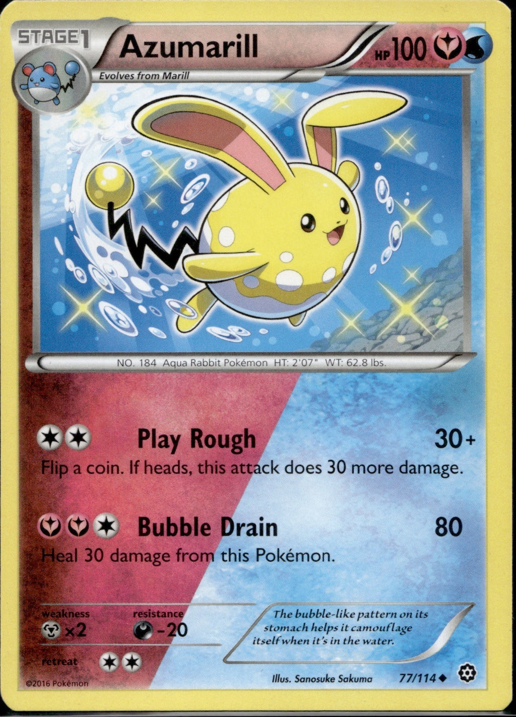 Azumarill 77/114 STS Steam Siege Pokemon Lightly Played