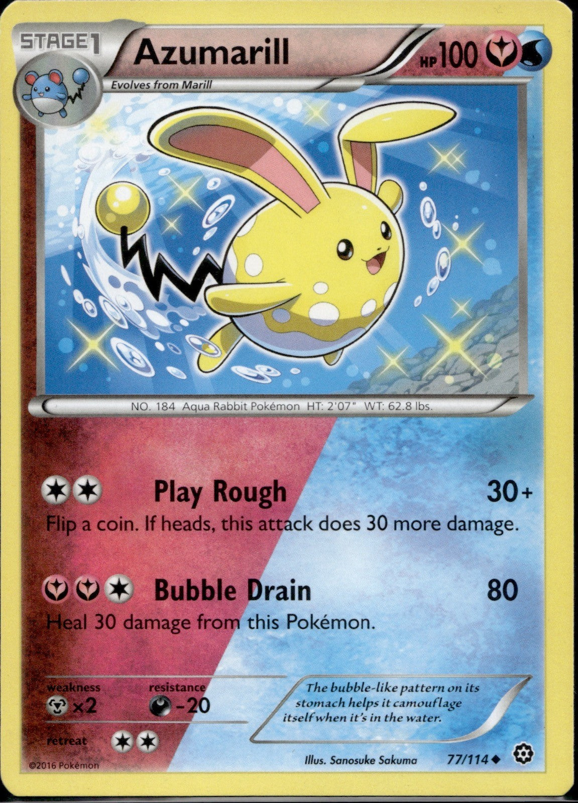 Azumarill 77/114 STS Steam Siege Pokemon Lightly Played