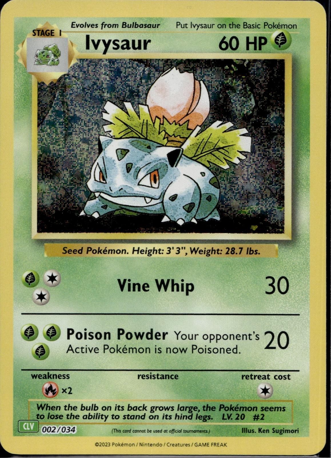 Ivysaur 002/034 CL Trading Card Game Classic Pokemon Holo Near Mint