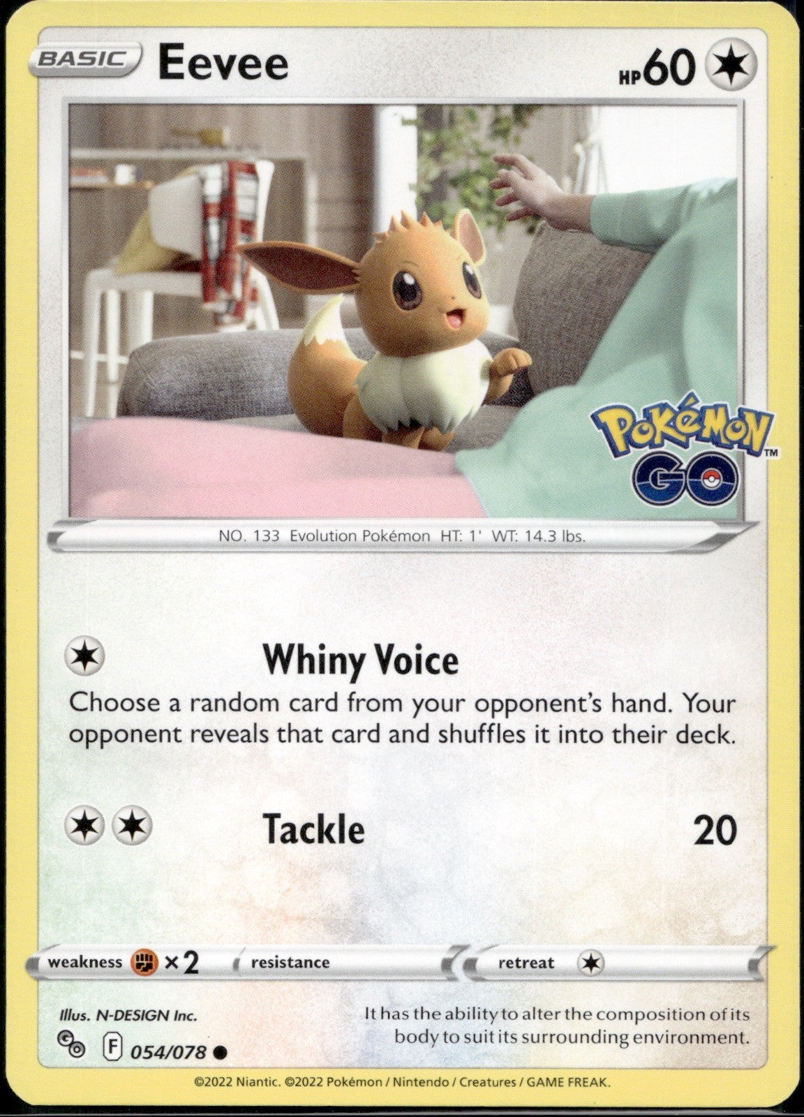 Eevee 054/078 PGO Pokemon GO Pokemon Near Mint