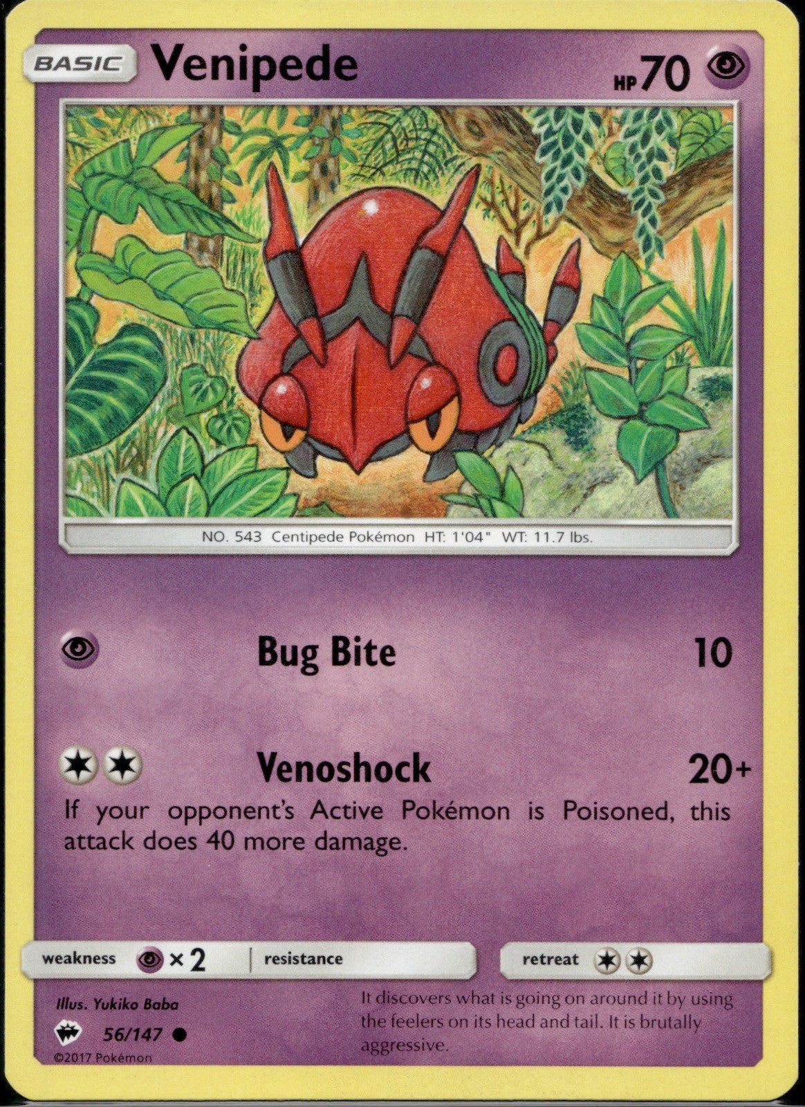Venipede 56/147 BUS Burning Shadows Pokemon Lightly Played