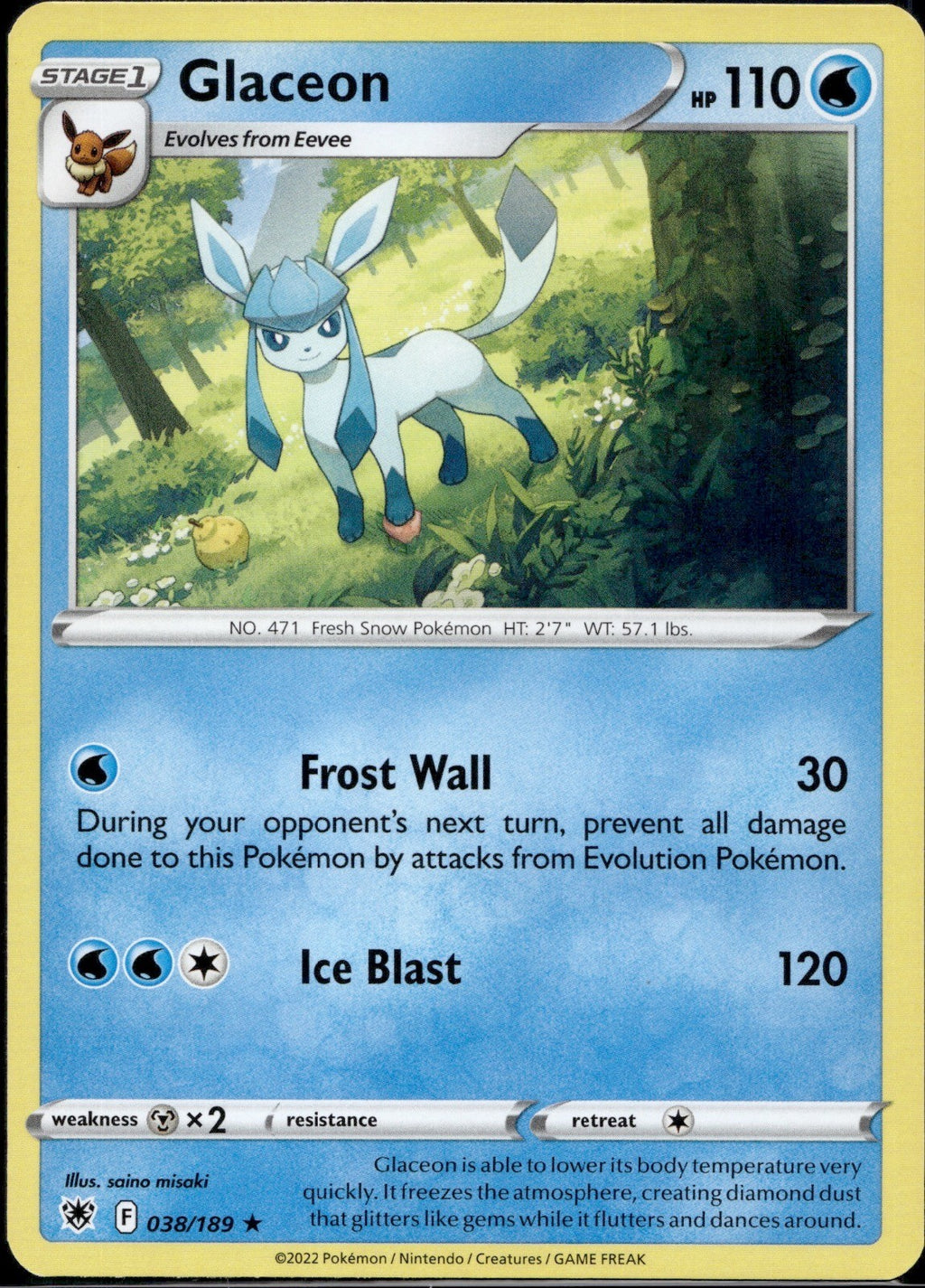 Glaceon 038/189 ASR Astral Radiance Pokemon Near Mint