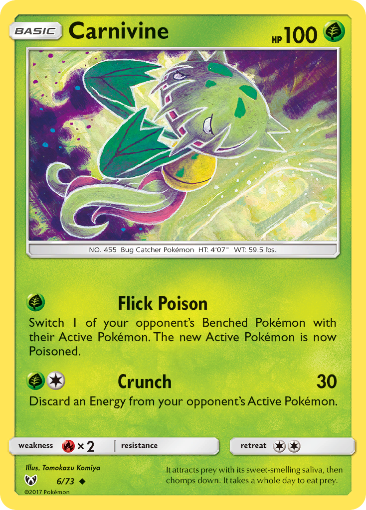 Carnivine 6/73 SLG Shining Legends Pokemon Lightly Played