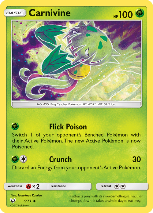 Carnivine 6/73 SLG Shining Legends Pokemon Lightly Played
