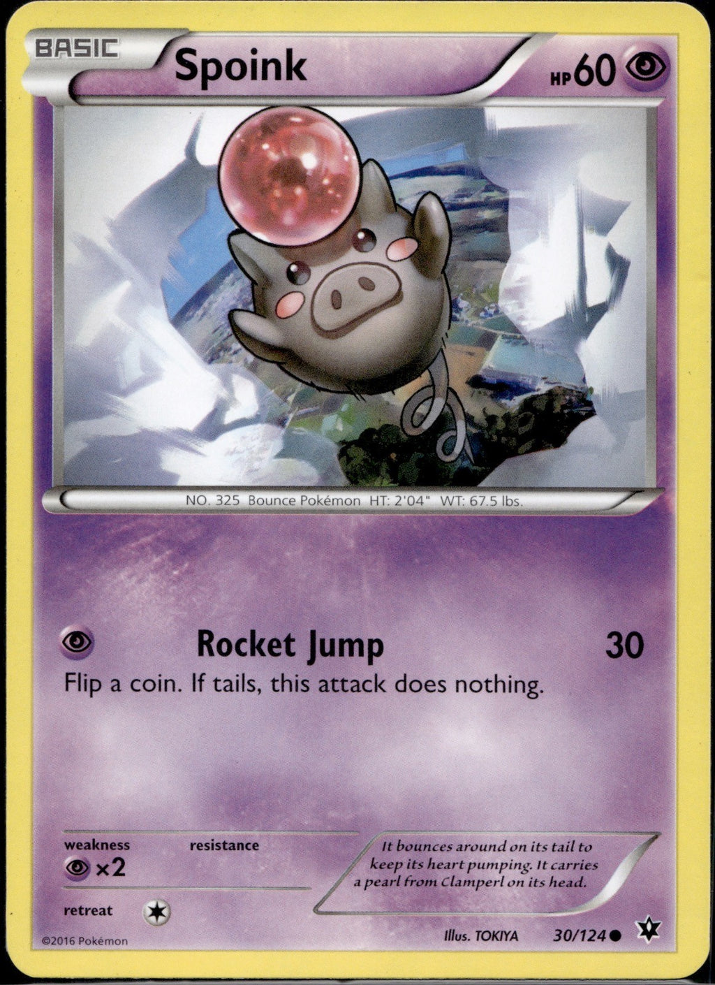Spoink 30/124 FCO Fates Collide Pokemon Lightly Played
