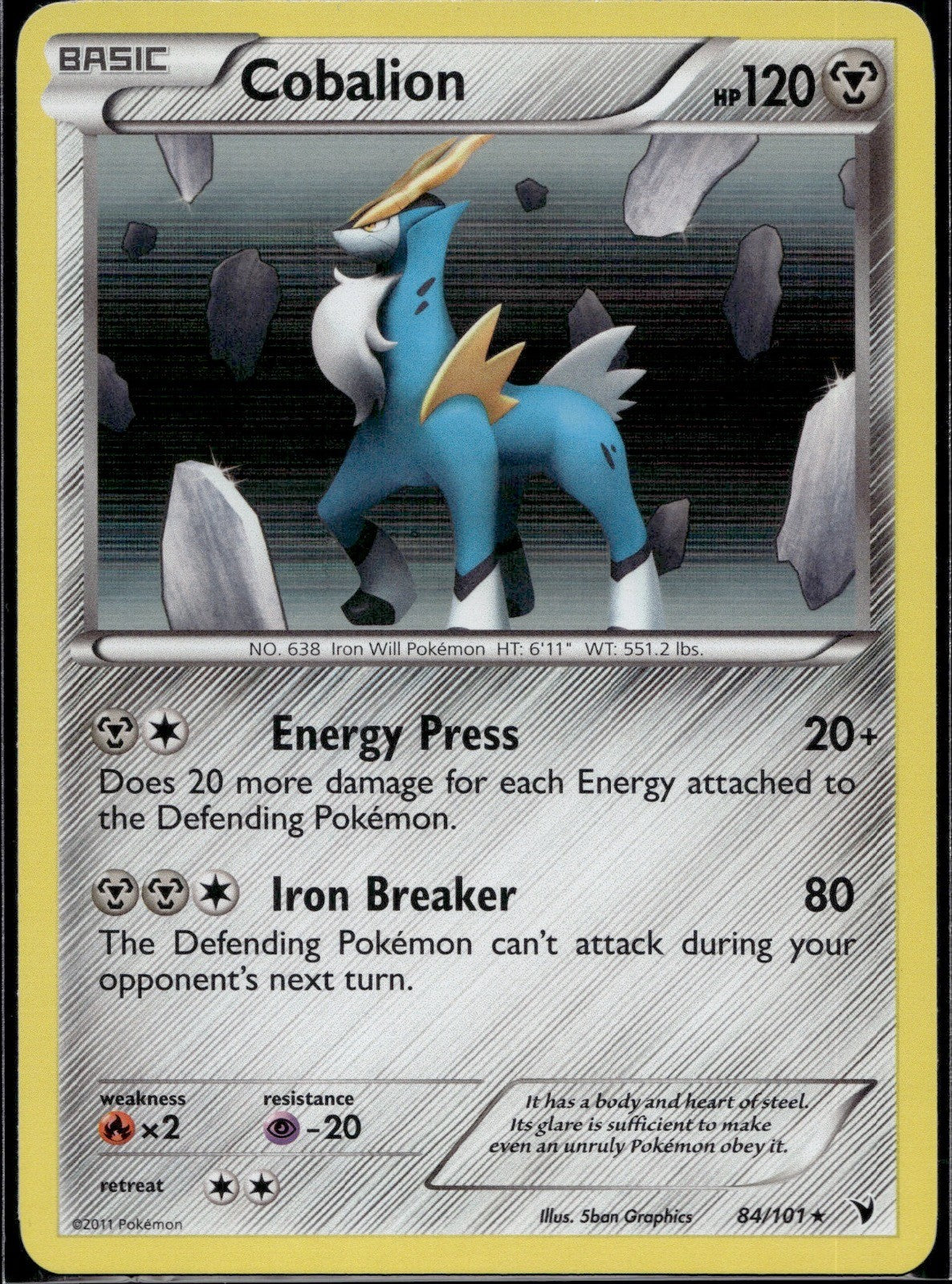 Cobalion 84/101 NVI Noble Victories Pokemon Holo Lightly Played