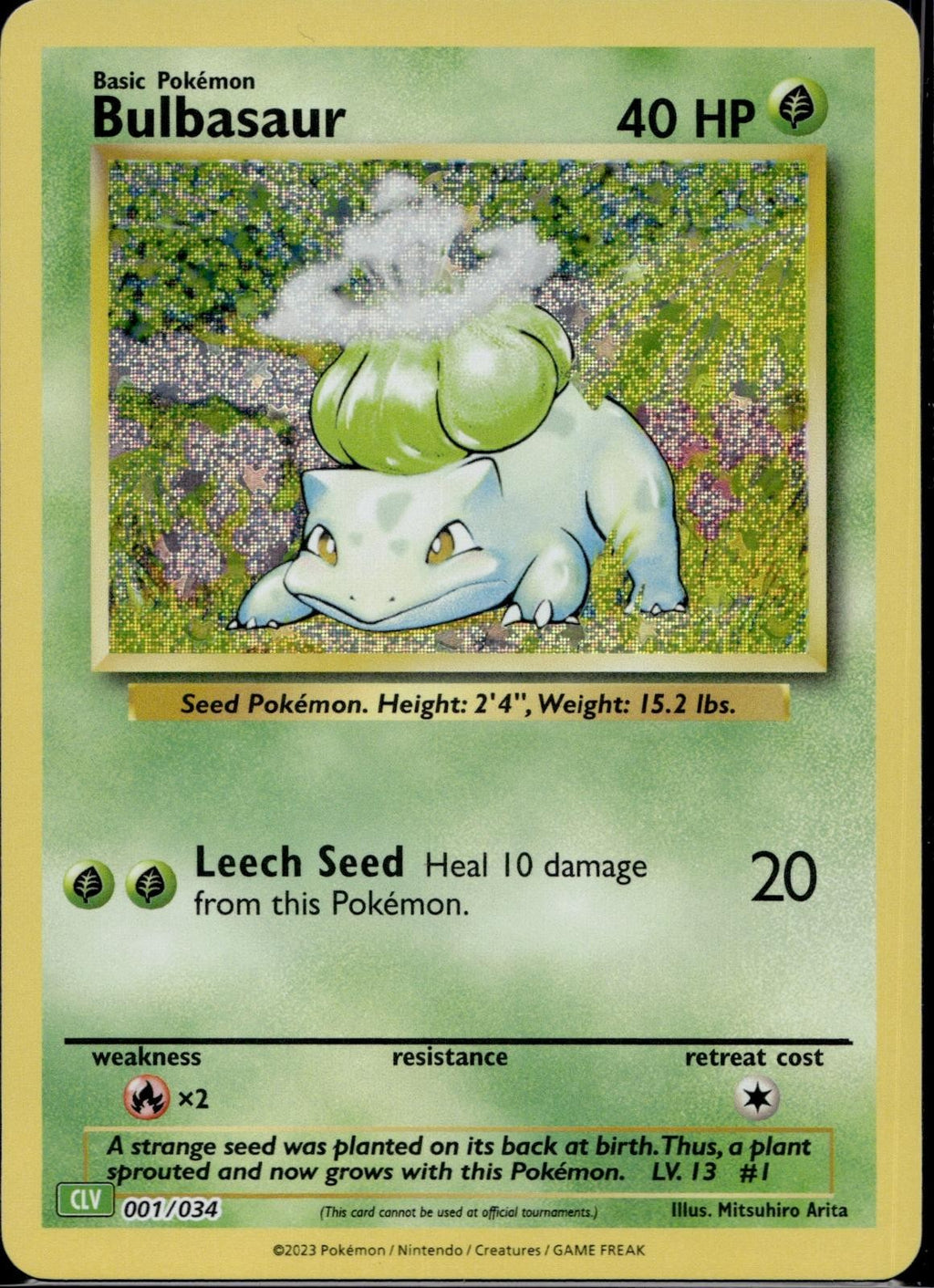 Bulbasaur 001/034 CL Trading Card Game Classic Pokemon Holo Near Mint