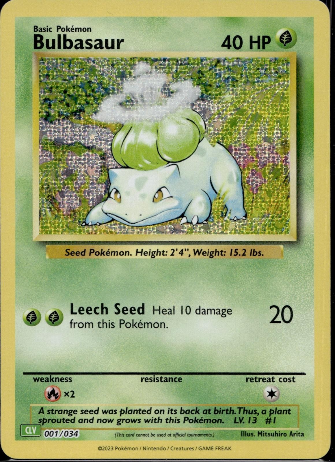 Bulbasaur 001/034 CL Trading Card Game Classic Pokemon Holo Near Mint