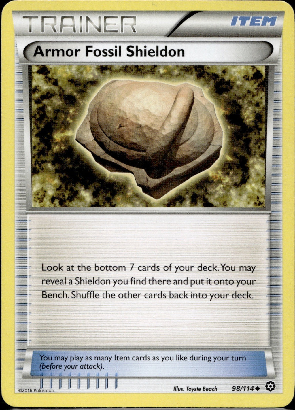 Armor Fossil Shieldon 98/114 STS Steam Siege Pokemon Lightly Played