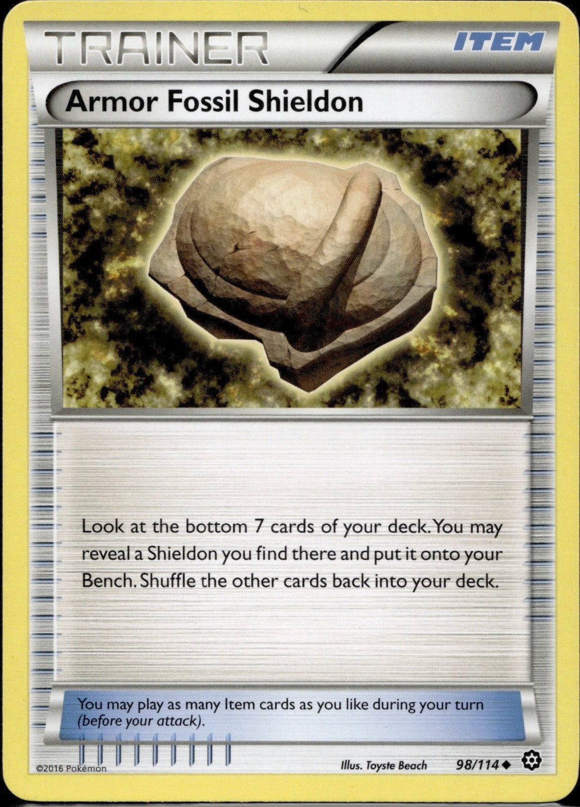 Armor Fossil Shieldon 98/114 STS Steam Siege Pokemon Lightly Played