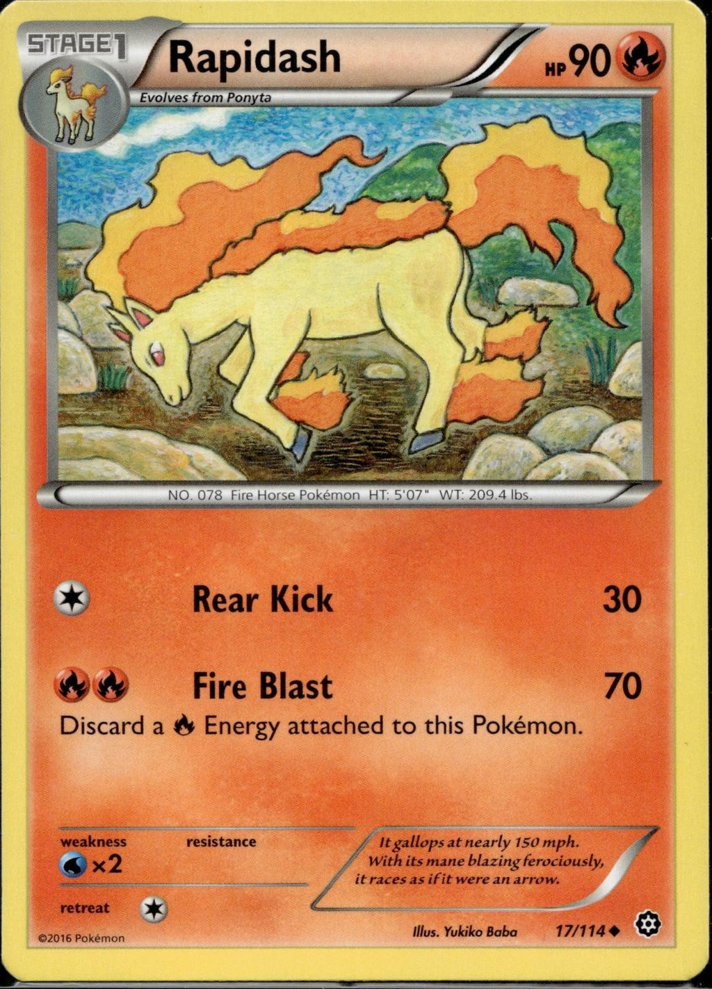 Rapidash 17/114 STS Steam Siege Pokemon Lightly Played