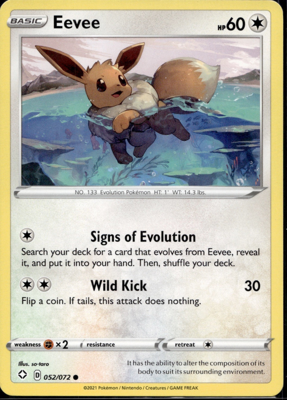 Eevee 052/072 SHF Shining Fates Pokemon Lightly Played