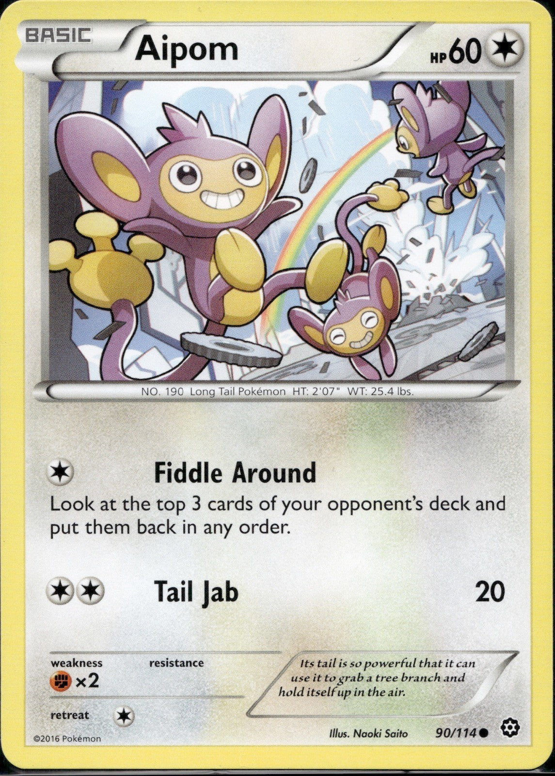 Aipom 90/114 STS Steam Siege Pokemon Lightly Played
