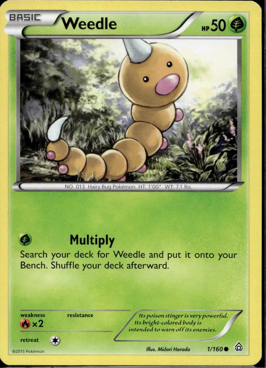 Weedle 1/160 PRC Primal Clash Pokemon Lightly Played