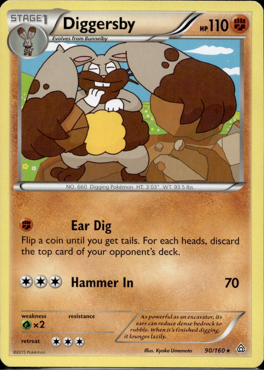 Diggersby 90/160 PRC Primal Clash Pokemon Lightly Played