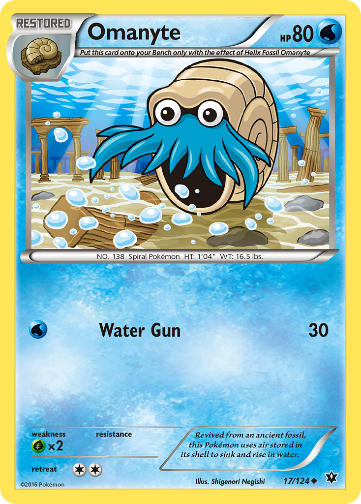 Omanyte 17/124 FCO Fates Collide Pokemon Lightly Played