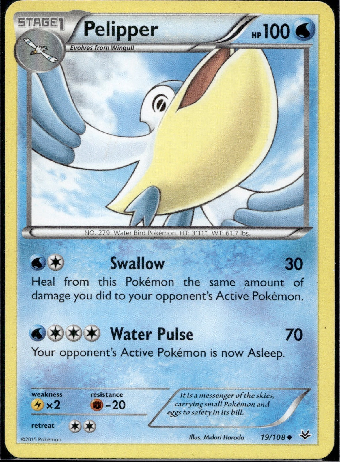 Pelipper 19/108 ROS Roaring Skies Pokemon Lightly Played