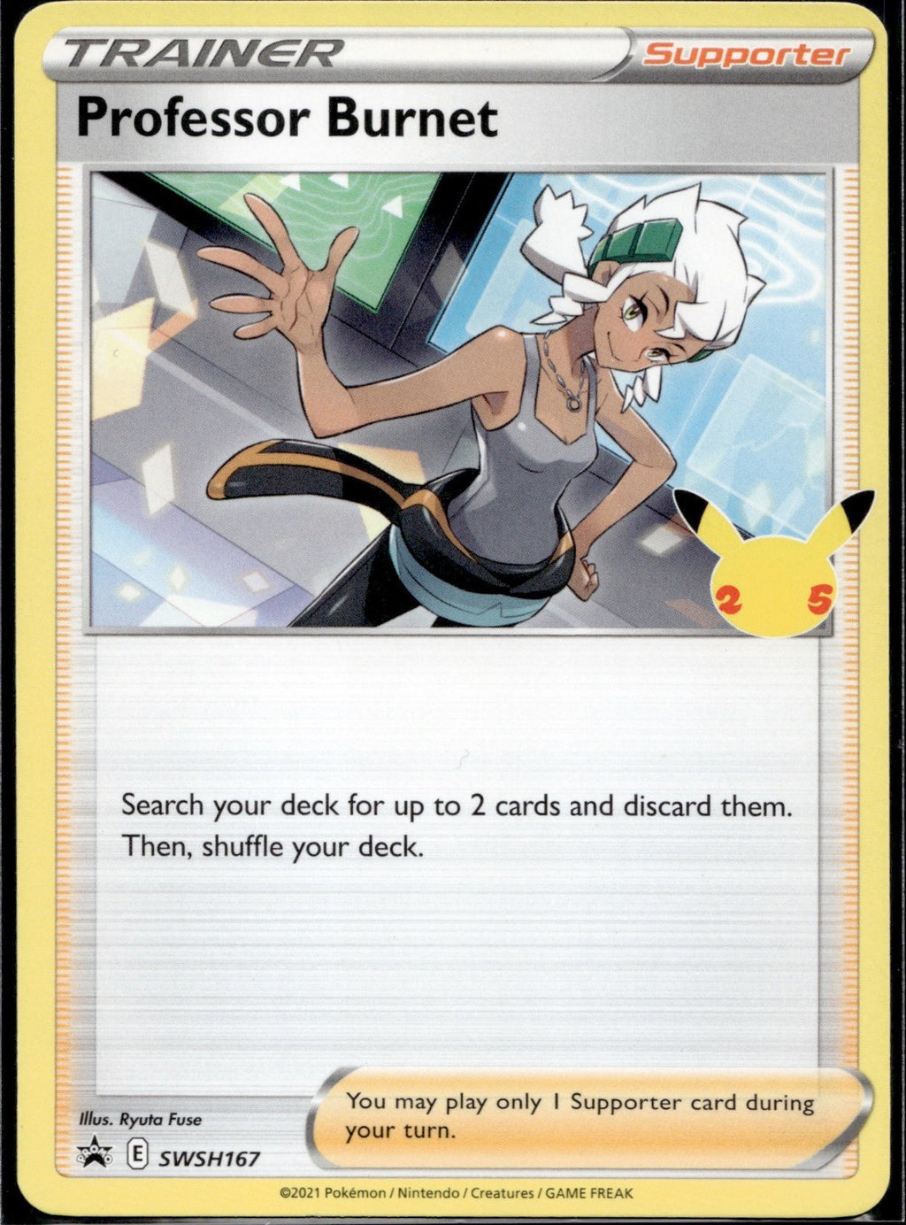 Professor Burnet (25th Anniversary Stamp) SWSH167 Promo Pokemon NM/M