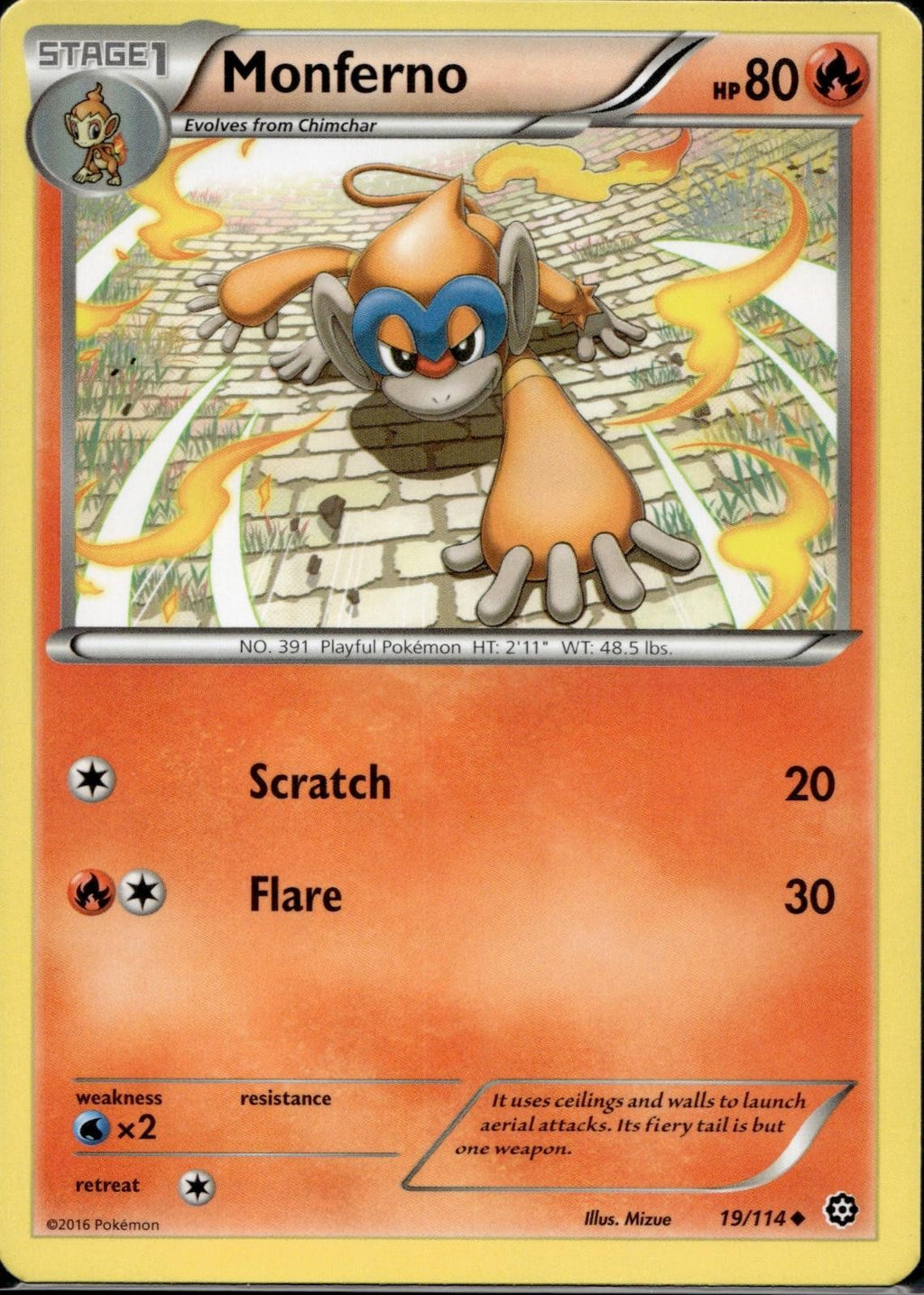 Monferno 19/114 STS Steam Siege Pokemon Lightly Played