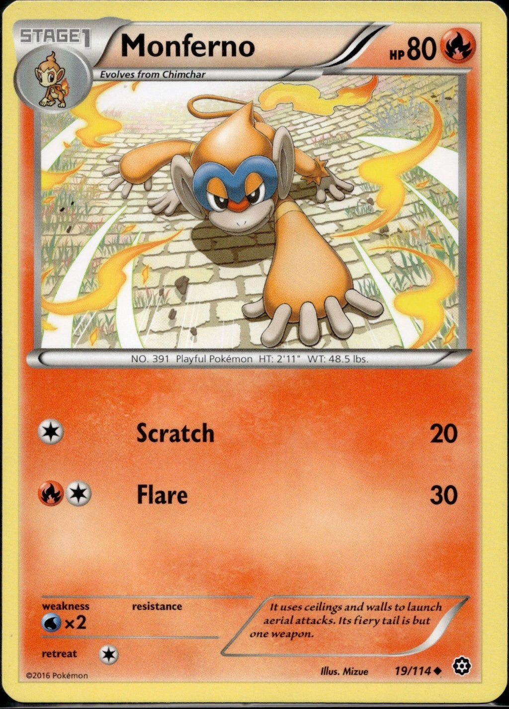 Monferno 19/114 STS Steam Siege Pokemon Lightly Played