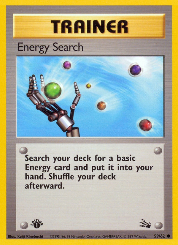 Energy Search 59/62 FO Fossil Pokemon 1st Edition Lightly Played