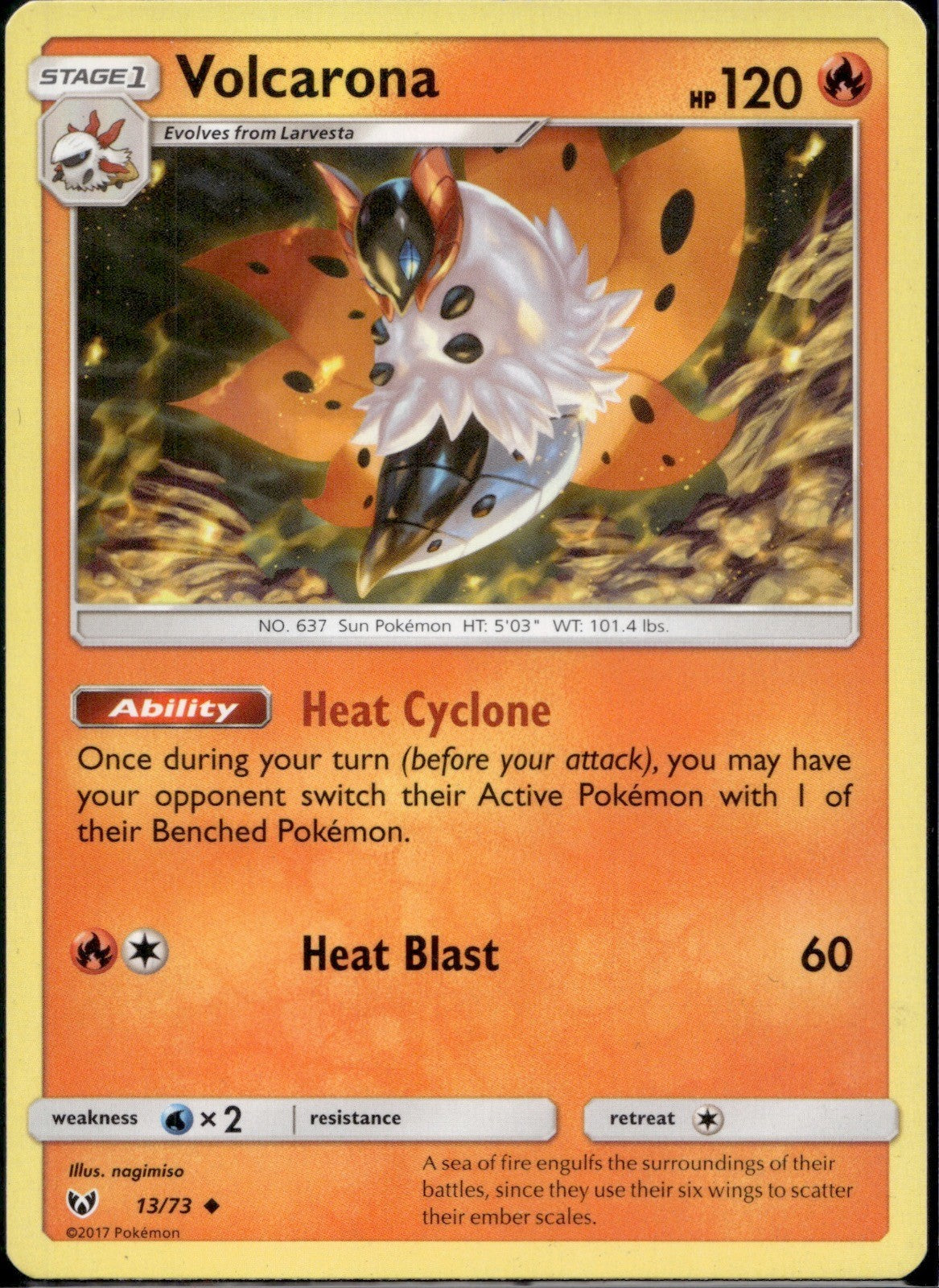 Volcarona 13/73 SLG Shining Legends Pokemon Lightly Played
