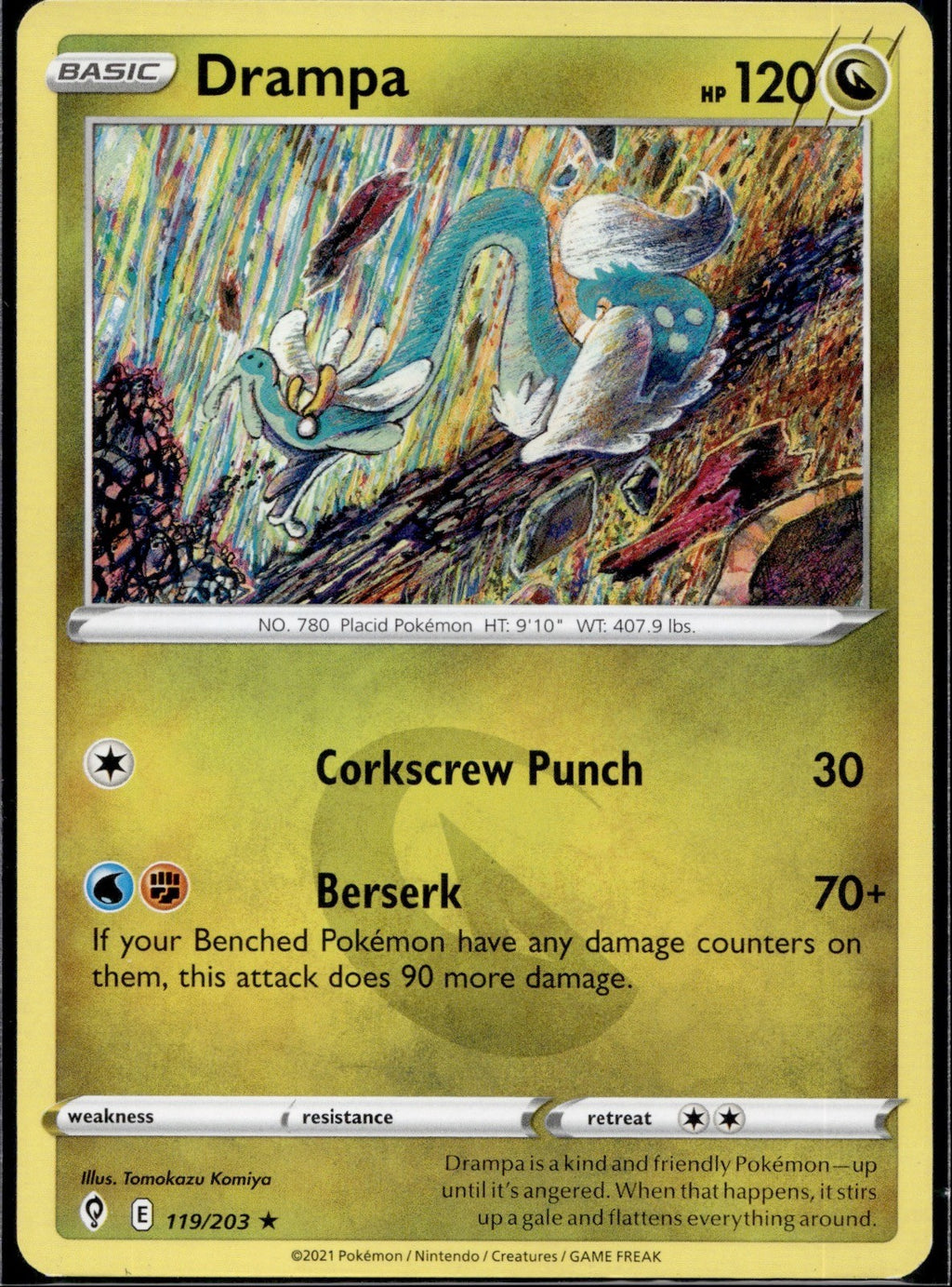Drampa 119/203 EVS Evolving Skies Pokemon Lightly Played