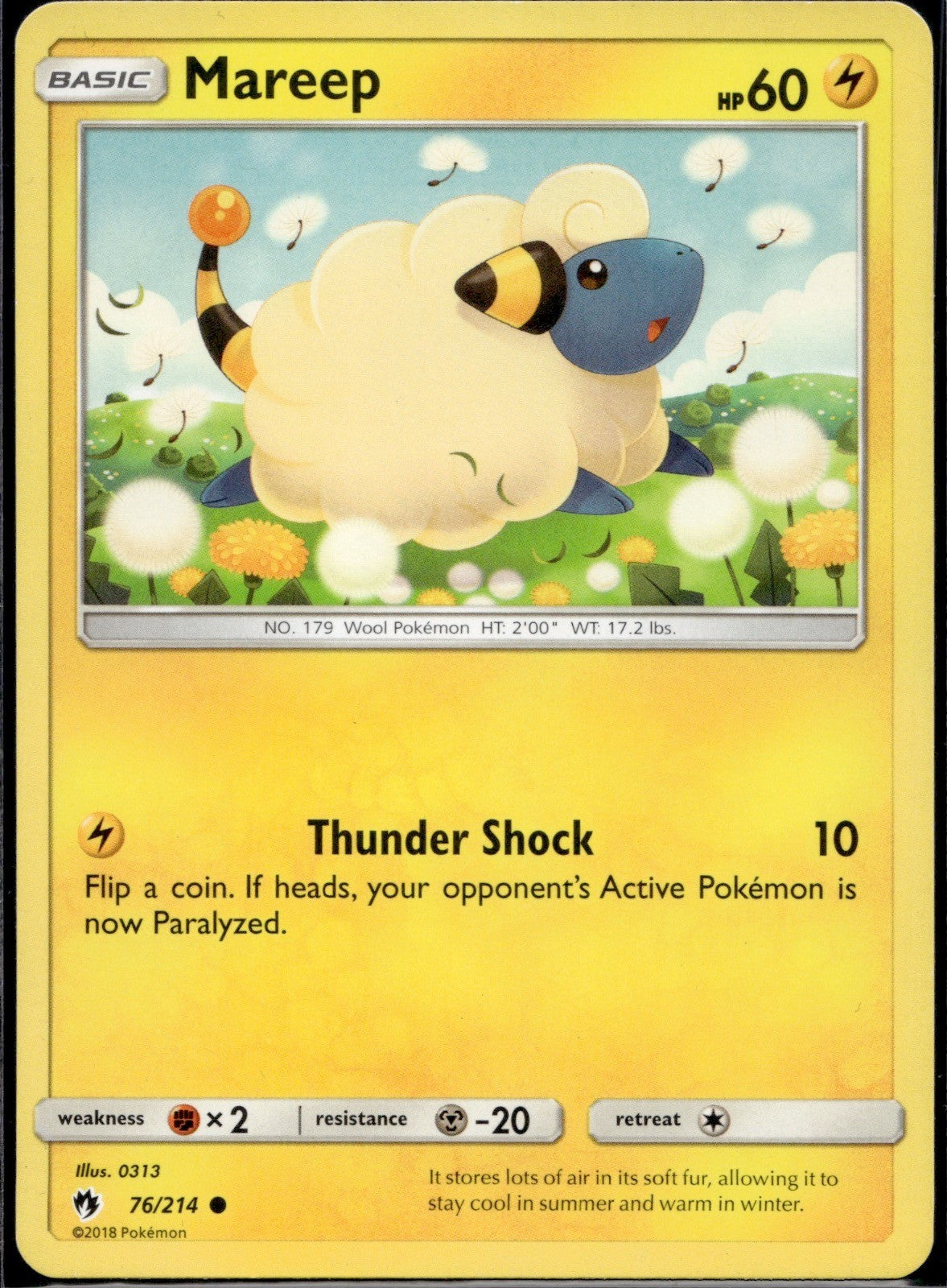 Mareep 76/214 LOT Lost Thunder Pokemon Lightly Played